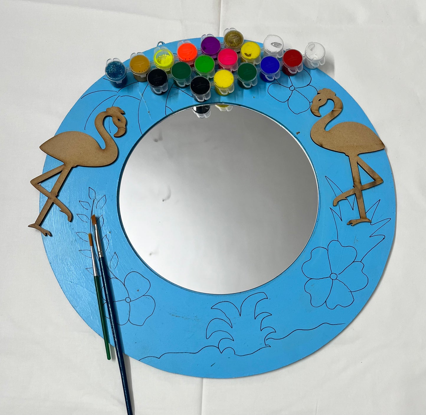 Flamingo Theme Round 12 Inches Wall Art