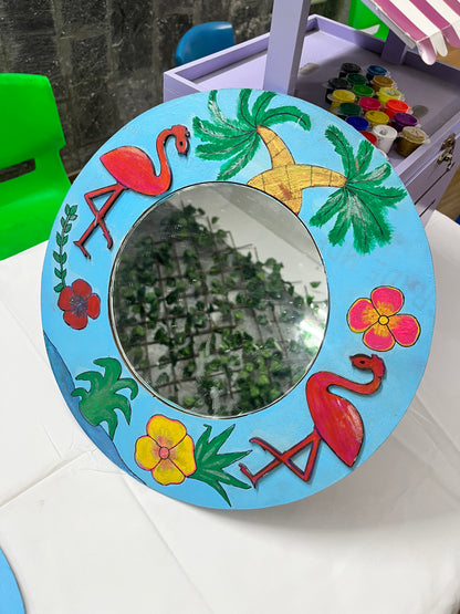 Flamingo Theme Round 12 Inches Wall Art