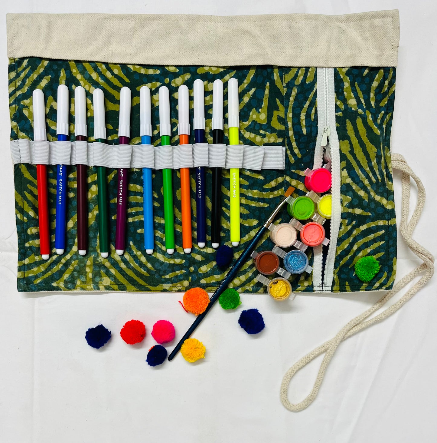 Canvas DIY Roll up Pouch with zip