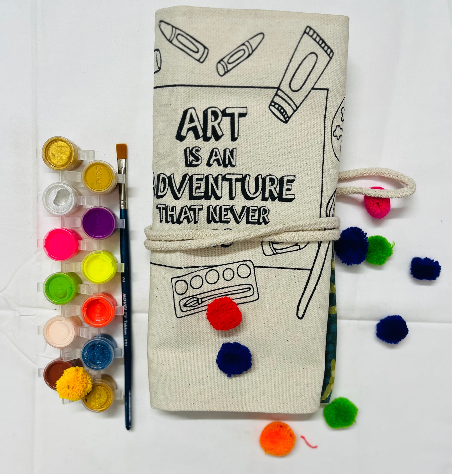 Canvas DIY Roll up Pouch with zip