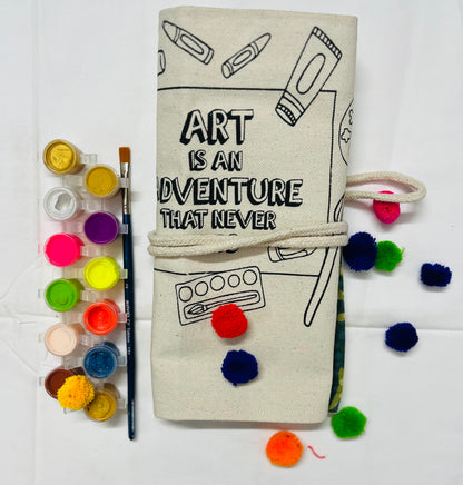 Canvas DIY Roll up Pouch with zip